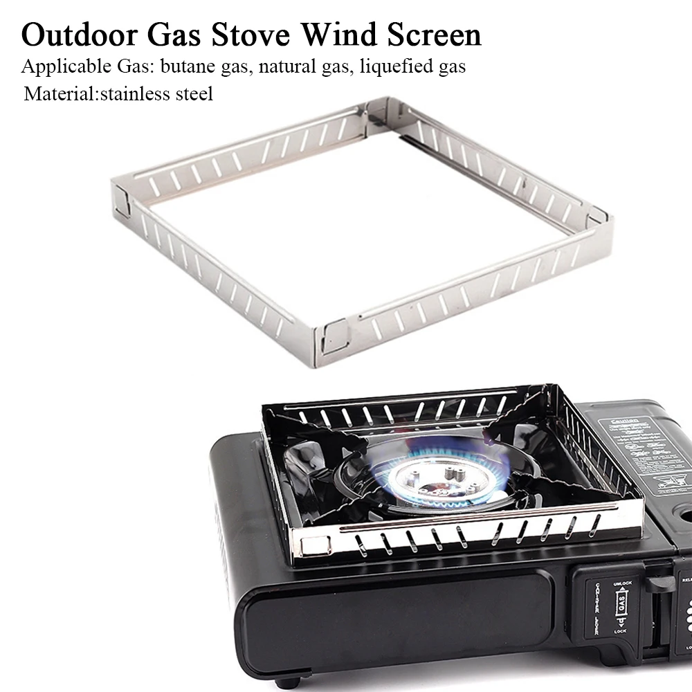 Outdoor Gas Camping Oven - 屋外ガスストーブ風防ステンレス鋼折りたたみ式ストーブ風防バーナースクリーン調理バーベキューハイキングキャンプ用品