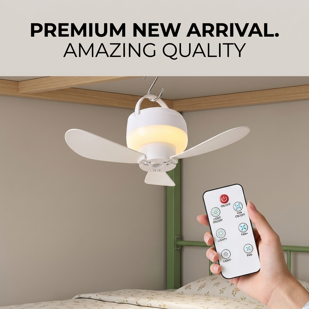 Outdoor Camping Ventilator - 小型シーリングファン ポータブルUSBハンギングファン 寮のベッド 学生部屋 家庭用およびアウトドアキャンプ用