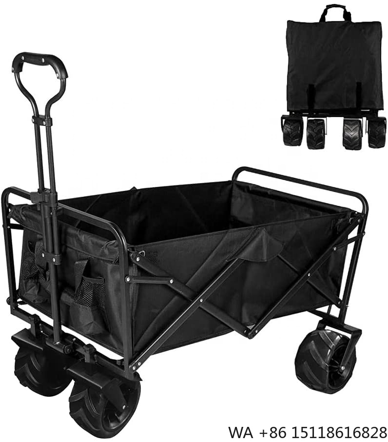 Outdoor Camping Folding Table - 新型大容量大型ホイールブレーキ付きポータブルローリングヘビーデューティー折りたたみ式カートユーティリティ折りたたみキャンプワゴン
