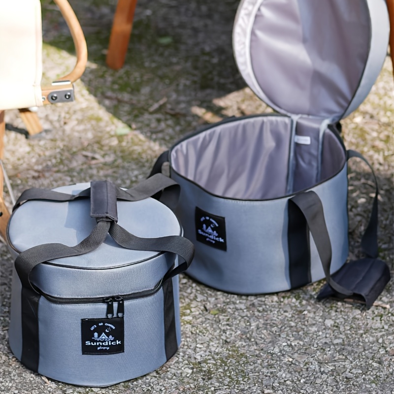 Outdoor Camping Utensils - パッド入りキャンプ調理器具収納バッグ 9L/14L 耐衝撃性ラウンド調理器具キャリーバッグ ポットパンオーガナイザー アウトドアハイキングピクニック用