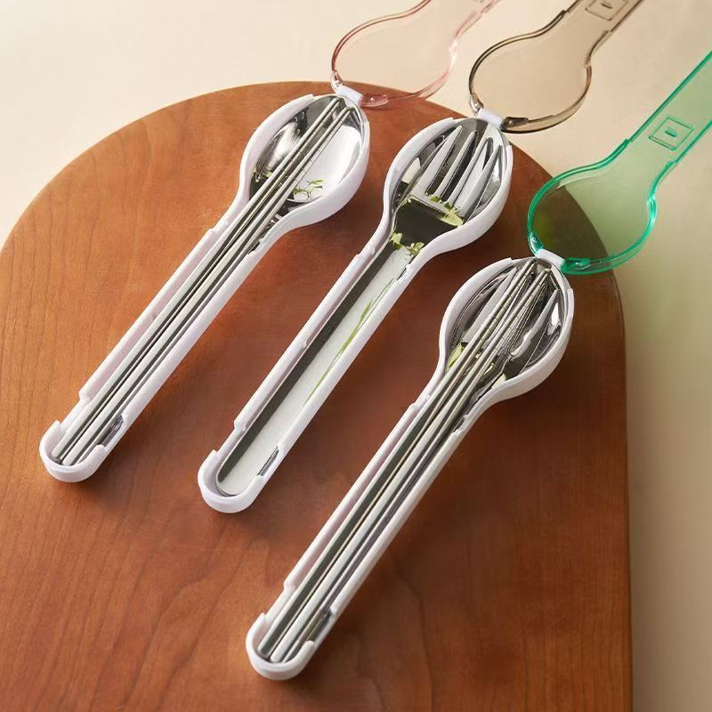 Outdoor Camping Knife - ポータブルカトラリーセット 収納ボックス付き キャンプ 旅行 アウトドア食器 ステンレス鋼