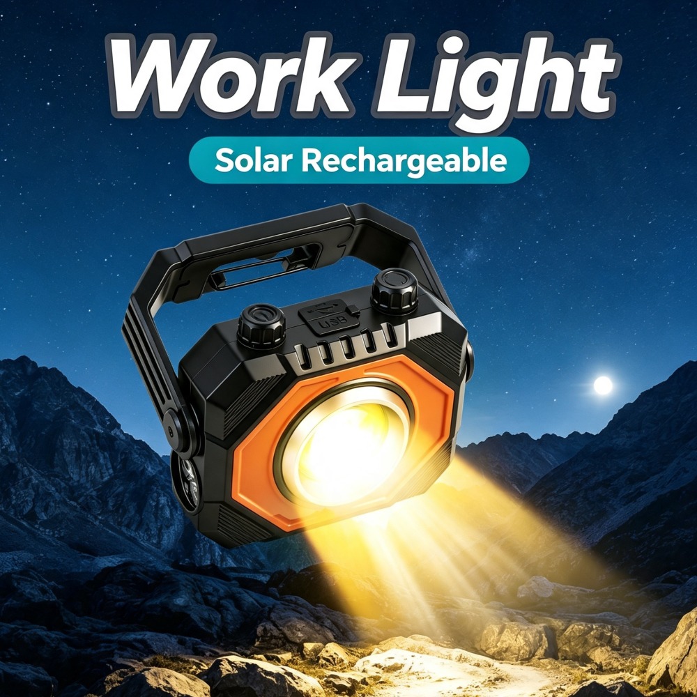 Outdoor Camping Lighting - 新型多機能COB作業灯 ソーラーUSBデュアル充電式 明るい懐中電灯 アウトドアキャンプ 自動車修理点検用