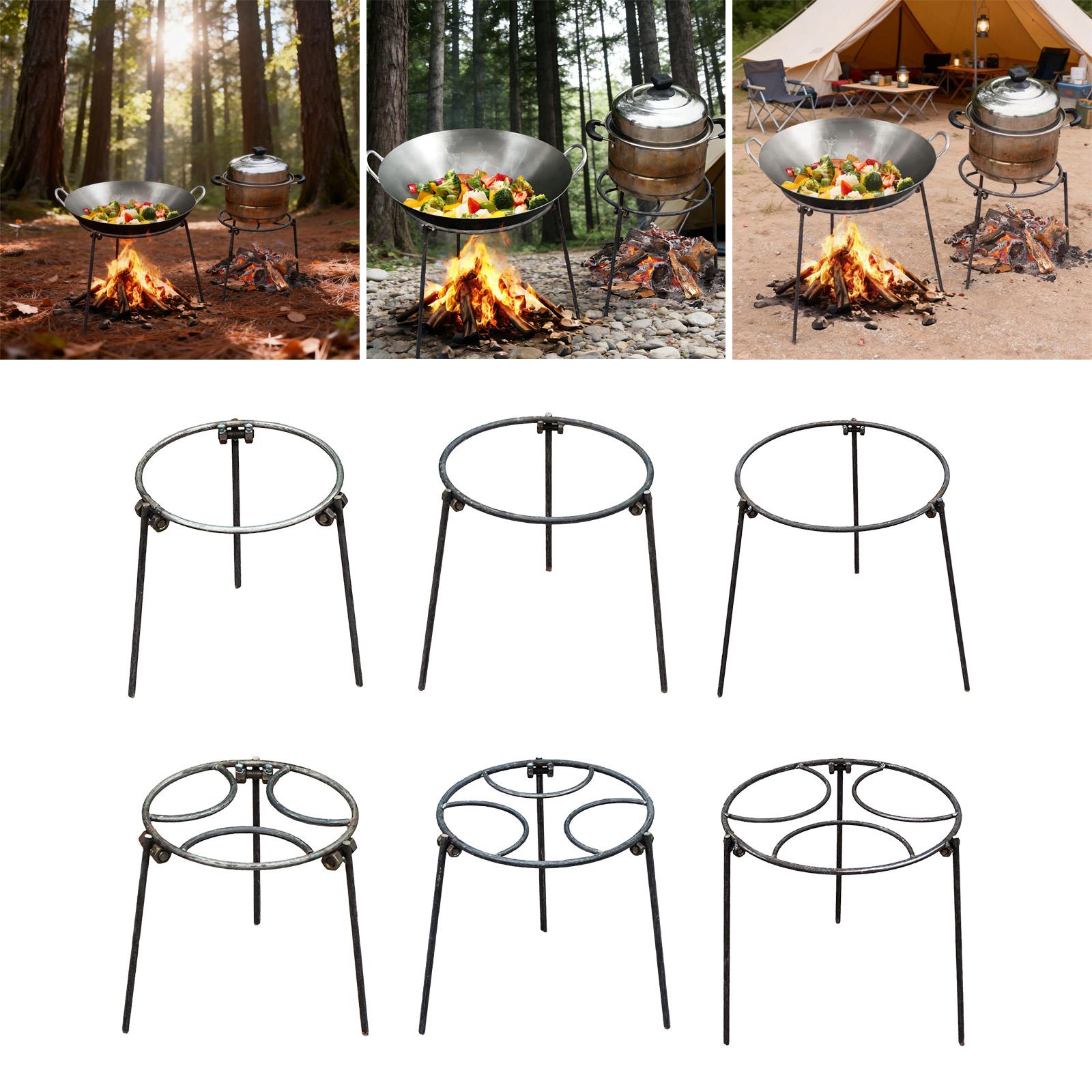 Outdoor Camping Oven - キャンプファイヤー三脚、ダッチオーブン多目的中華鍋ホルダー、焚き火調理スタンド折りたたみ式キャンプグリル、裏庭グリルBBQ芝生用