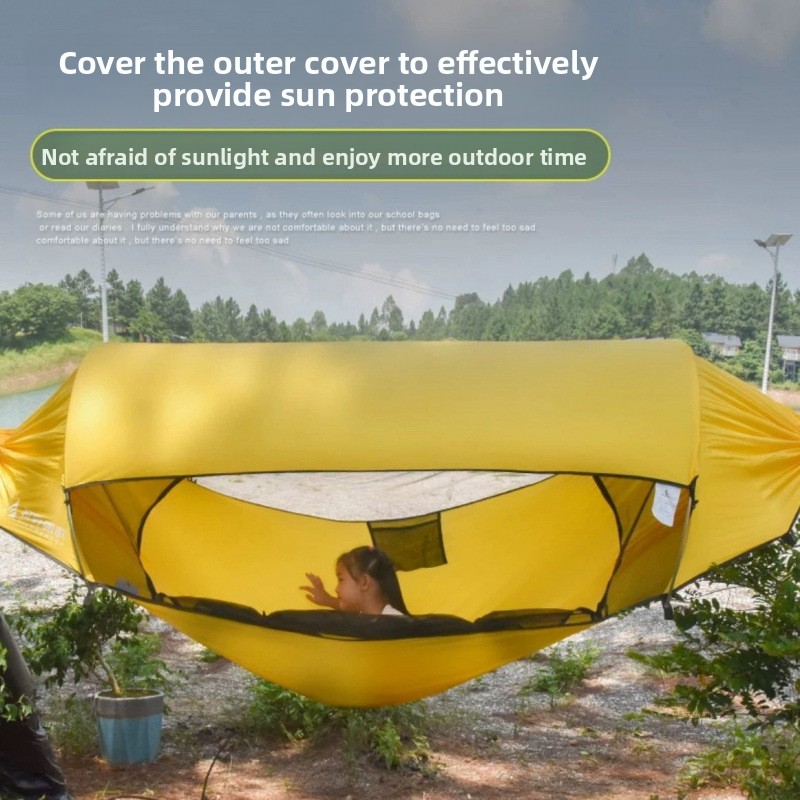 Outdoor Camping Hammock - 屋外大人用厚みのあるハンモックテント: 蚊/雨防止 & 転倒防止、完全な蚊帳付き - キャンプスイングハンモック