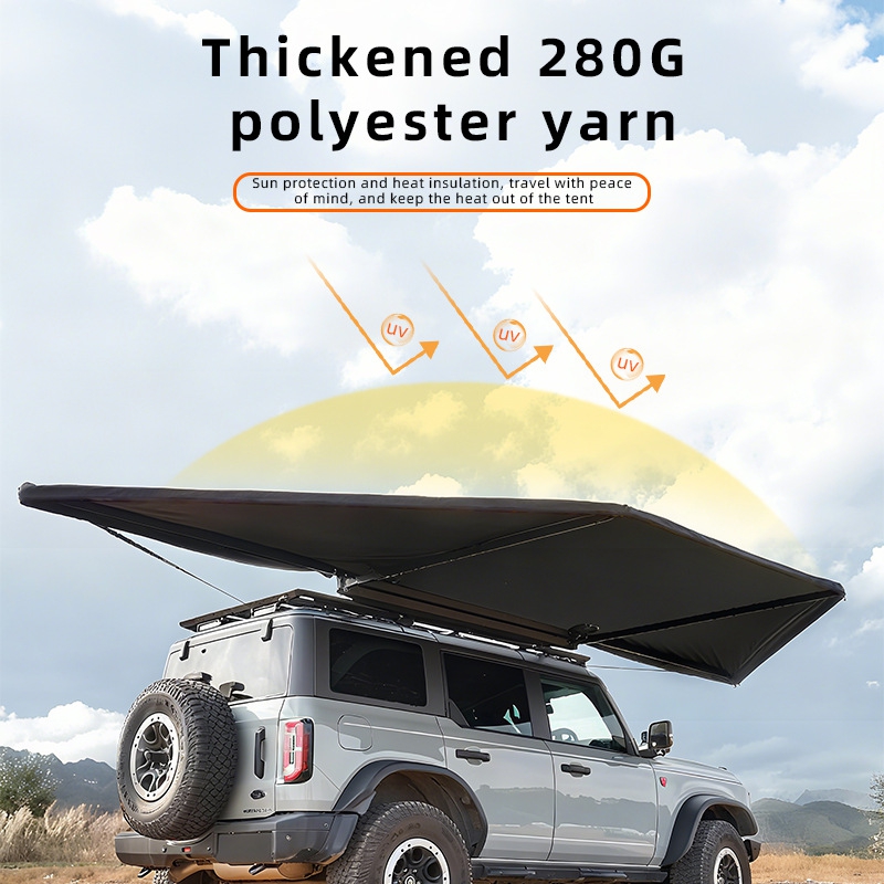 Outdoor Camping Car Tent - 屋外キャンプ用180度扇形日よけテント 新型ダブルポールモデル サポートポール付き サイドカー型テントキャノピー