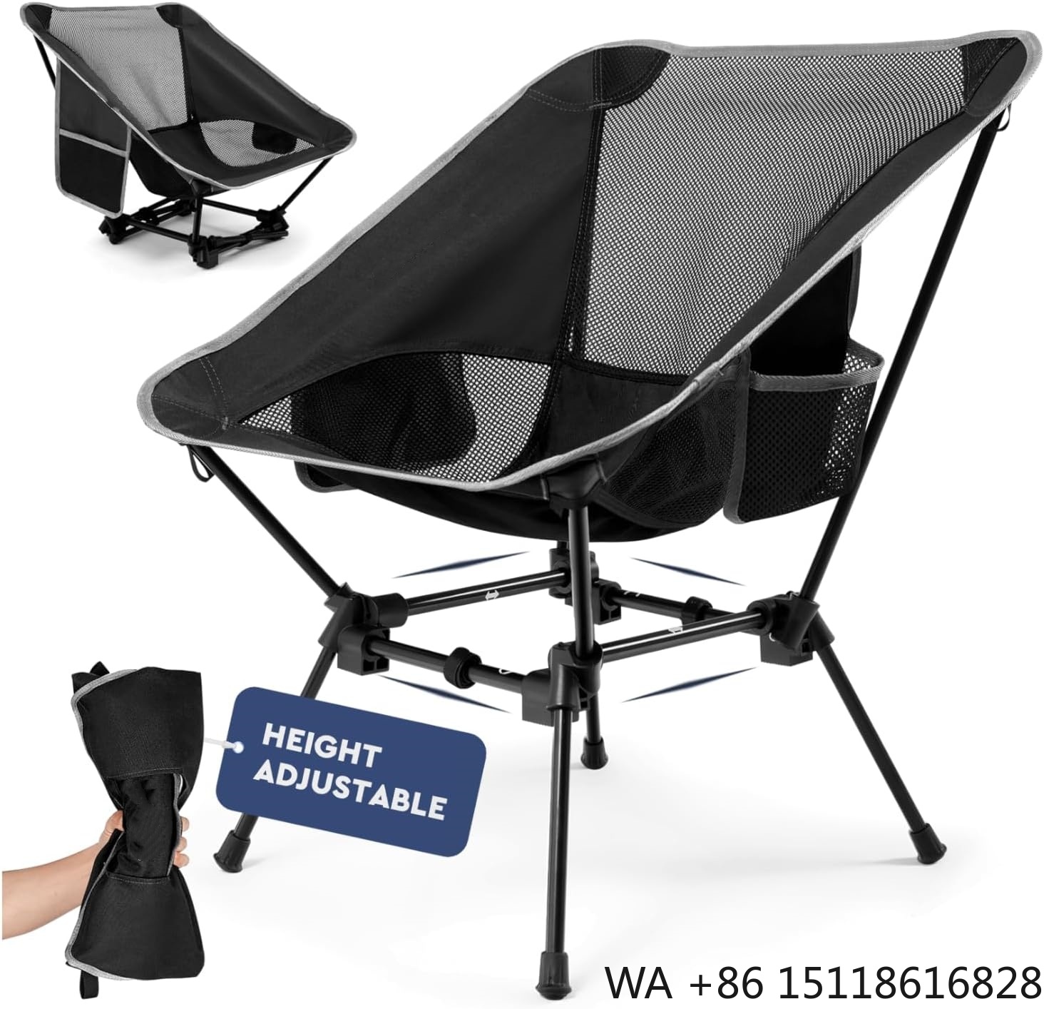 Outdoor Camping Chairs - 軽量キャンプチェア、大人用キャンプチェア、高さ調節可能なハイバック折りたたみキャンプチェア