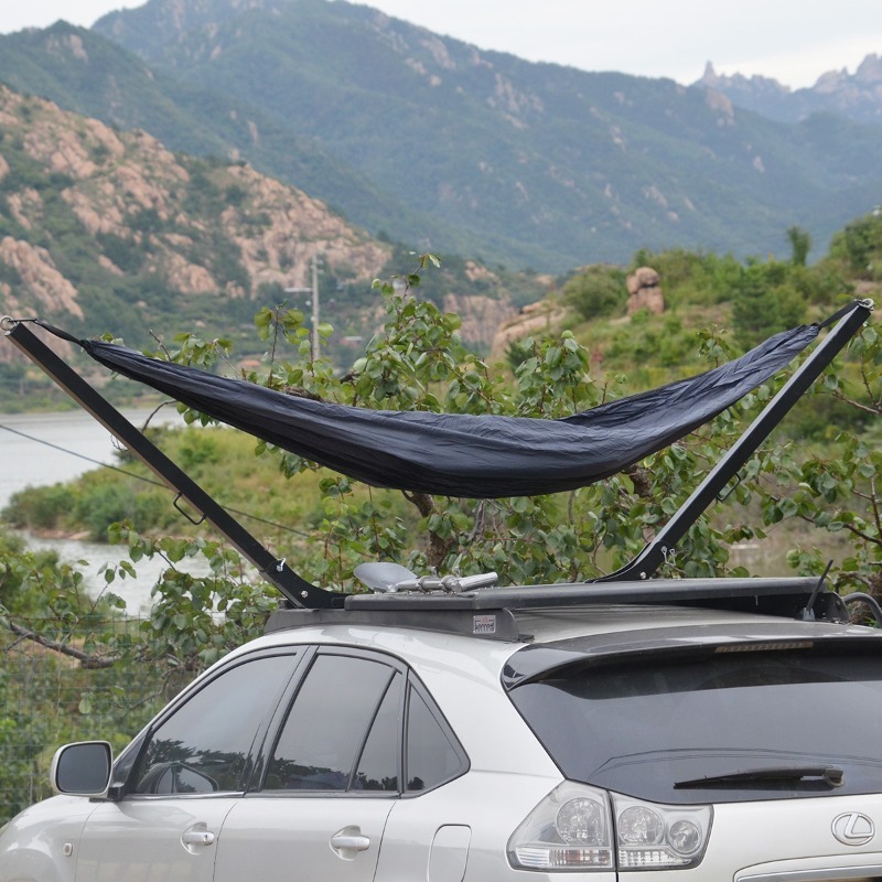 Outdoor Camping Hammock - 2026年式SUV車用屋外自動運転車ルーフレジャーハンモックブラケット、耐久性のあるスチール素材のキャンプ用ハンモック
