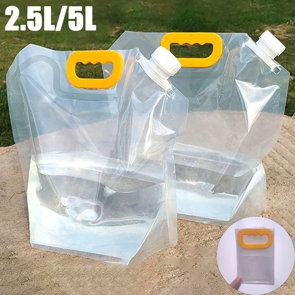 Outdoor Camping Water Jug - 5L ポータブルウォーターバッグ折りたたみバケツ収納水容器水差しボトルポーチアウトドアスポーツ旅行キャンプ用品ハンドル付き