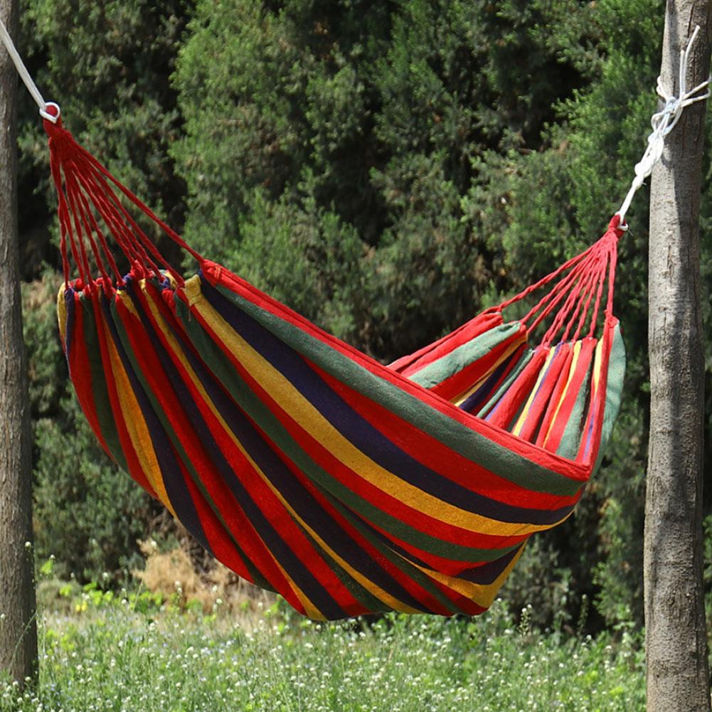 Outdoor Camping Hammock - 屋外ハンモック ポータブルキャンプハンモック 耐久性のあるキャンバスハンギングベッド ソフトで通気性のある2人用ハンモック ガーデン/裏庭/旅行用