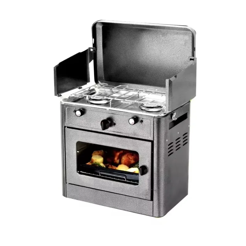 Outdoor Gas Camping Oven - ポータブル屋外キャンプガスオーブン、ストーブ付き、バーベキュー用ガーデンガスコンロ、2バーナー、ホットセール、ラグジュアリー