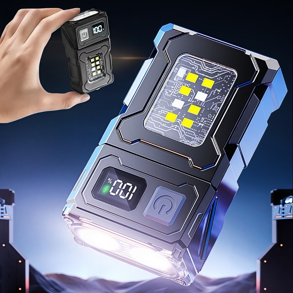 Outdoor Camping Lighting - 充電式ミニLED懐中電灯、マグネットクリップ付き作業灯、キーホルダーライト、ポケットEDCトーチ、アウトドアキャンプ、ハイキング、釣り用