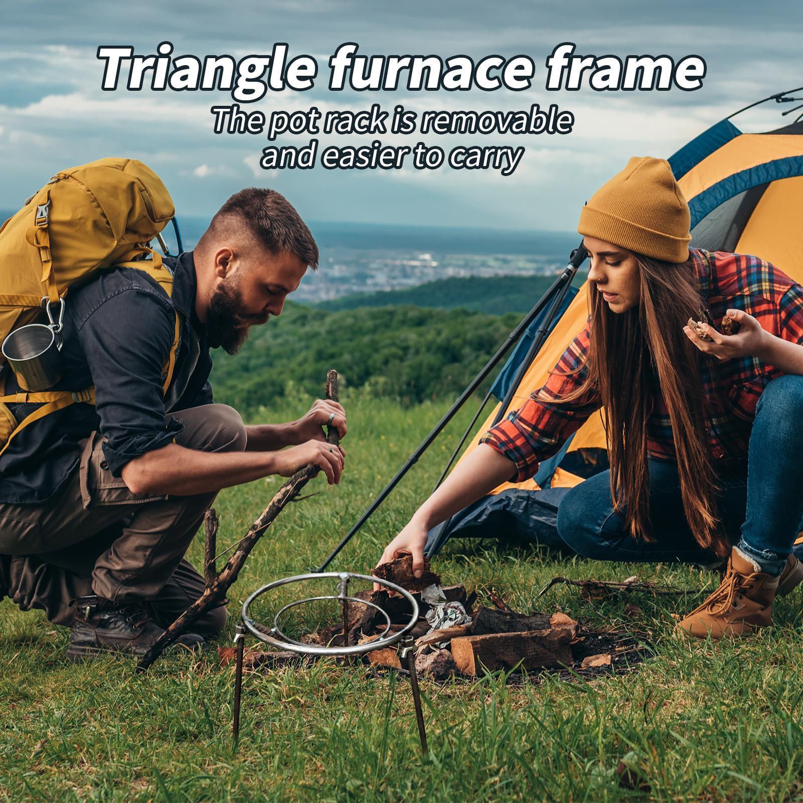 Outdoor Gas Camping Oven - キャンプ三脚調理用三角形スタンドオーブン用耐熱三角形炉フレーム屋外焚き火キッチン旅行