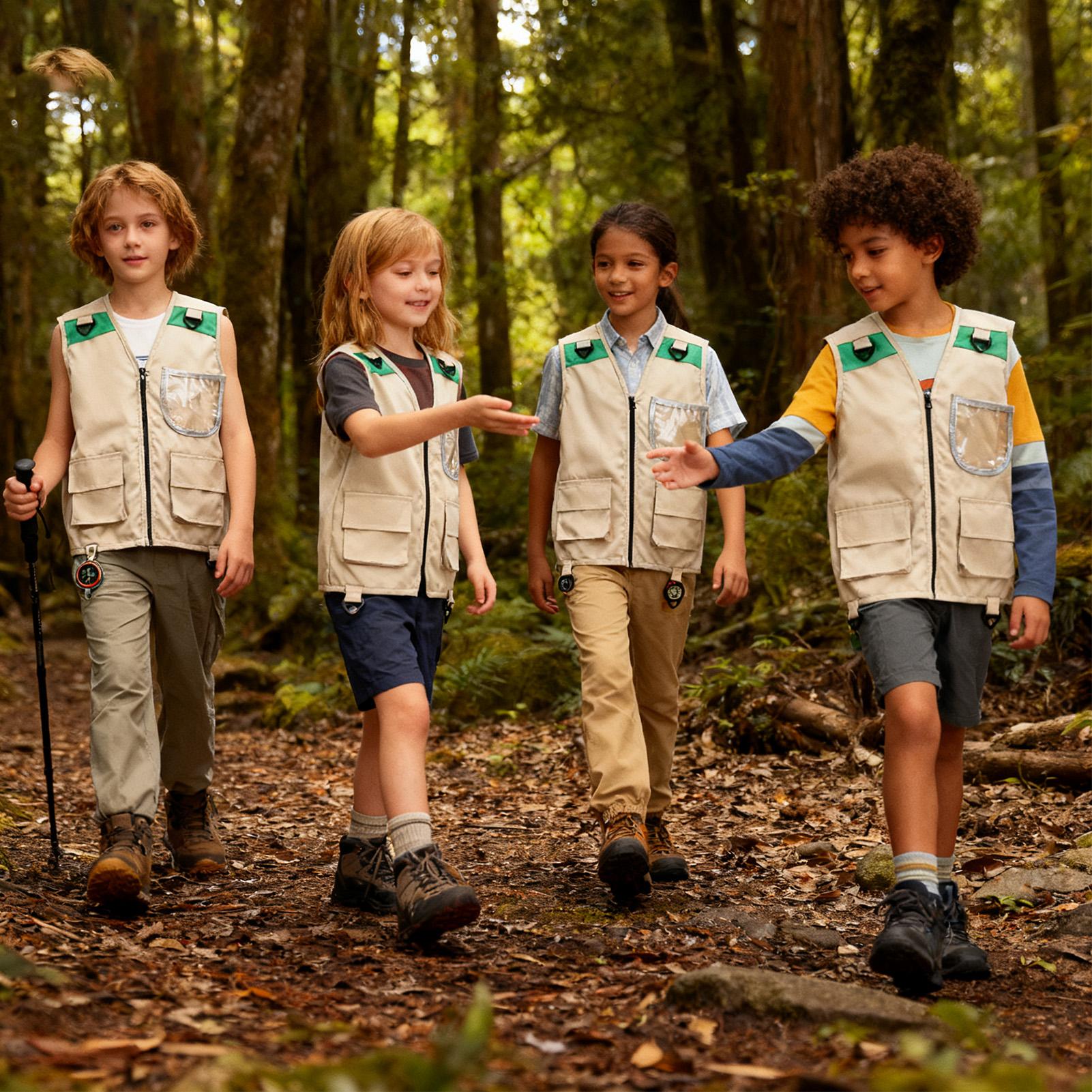 Outdoor Camping Activities For Kids - キッズカーゴベストノースリーブコスチュームジャケットアウトドアベスト公園動物園キャンプハイキング探検トレッキングアウトドアアクティビティロール用