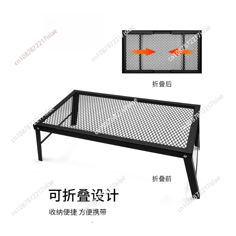 Outdoor Camping Folding Table - ポータブル超軽量金属製折りたたみテーブル、ロードトリップ、キャンプ、焚き火、バーベキューなどのアウトドア活動に最適、折りたたみ式鉄製テーブル