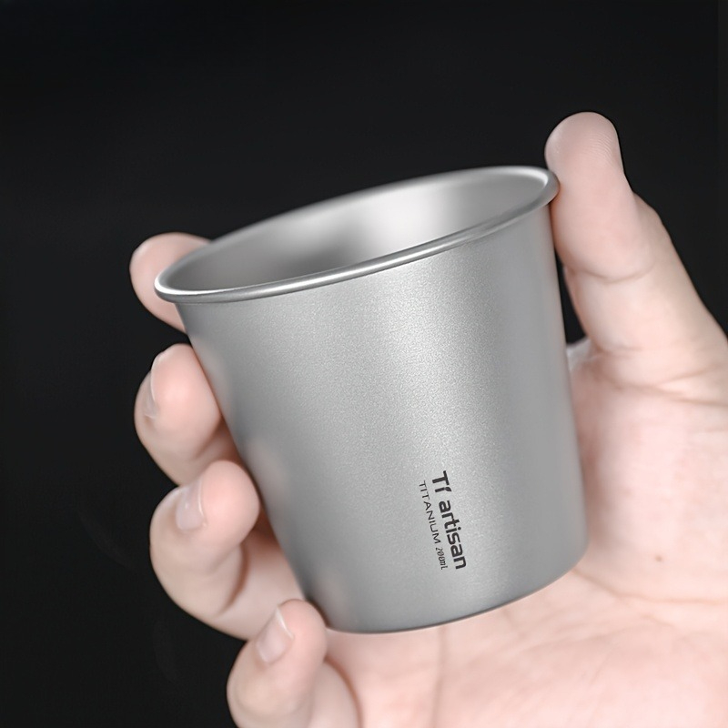 Outdoor Camping Utensils - 200 ミリリットルチタン単層屋外キャンプカップポータブルコーヒーカップ防錆耐久性のある水カップお手入れが簡単な飲料用具