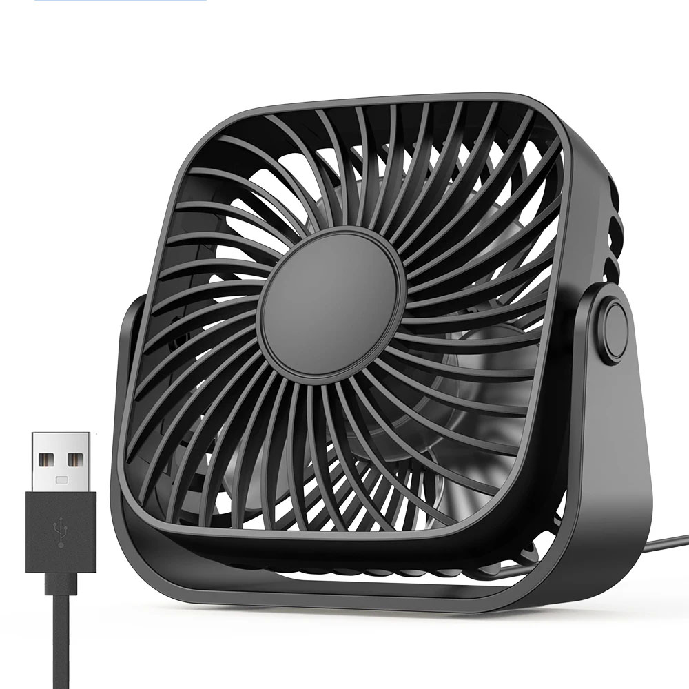 Outdoor Camping Ventilator - キャンプ用4インチUSBミニポータブルファン、3段階速度調整付き静音デスクテーブルパーソナルファン、360度回転 ° 室内用調節可能な扇風機