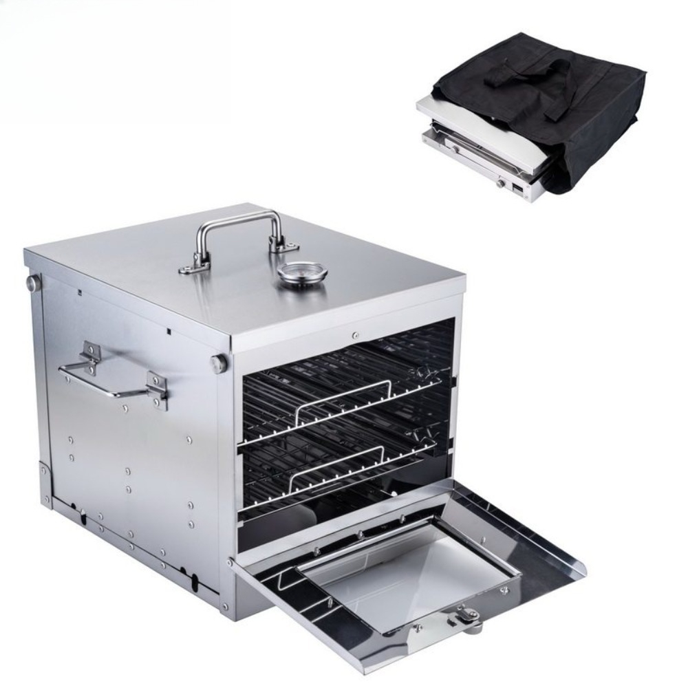 Outdoor Camping Oven - 屋外キャンプ用家庭用コンロ、ステンレス製可視化フル折りたたみオーブン B72