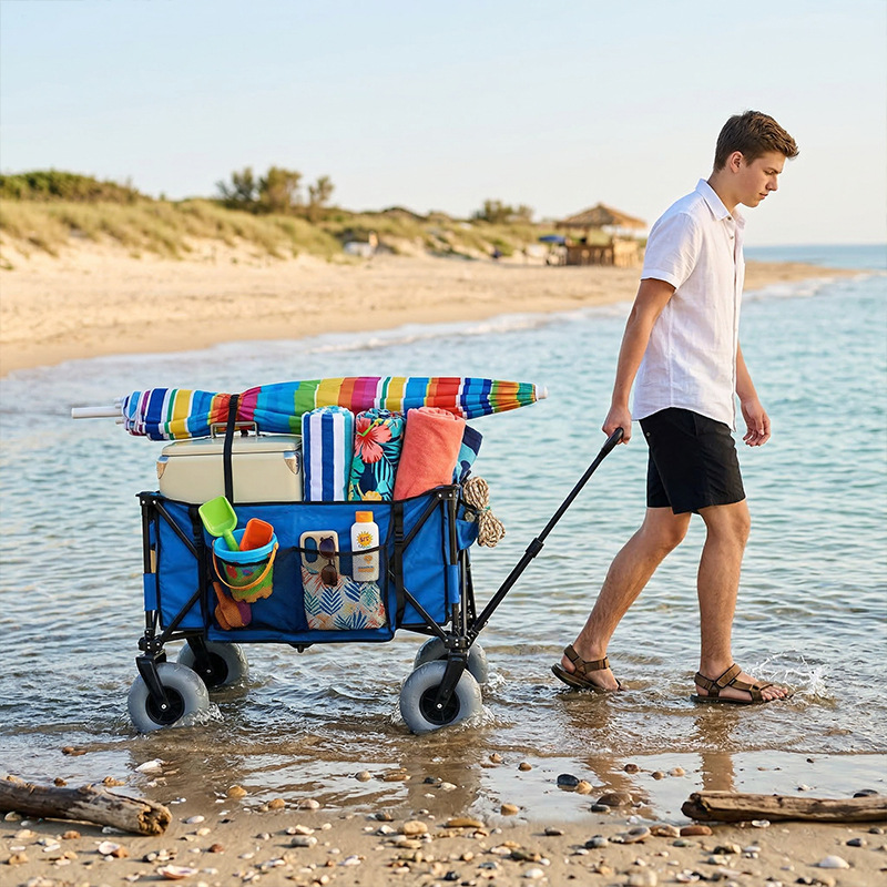 折りたたみ式メタルビーチワゴン、クイックリリーススイベルバル - Outdoor Camping Folding Table のレビューと価格