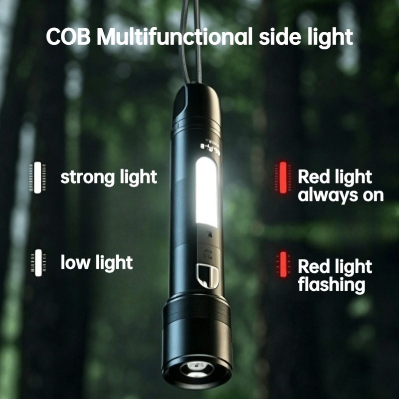 多機能 LED 懐中電灯ズーム可能な COB サイドライト充 - Outdoor Camping Lighting のレビューと価格