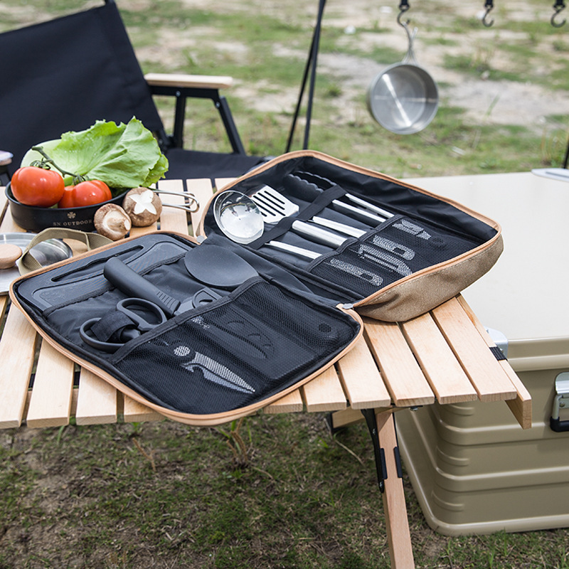 8 個キャンプキッチン調理器具セットポータブルバッグアウトド - Outdoor Camping Utensils のレビューと価格