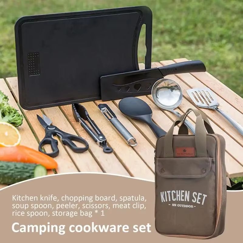 8 個キャンプキッチン調理器具セットポータブルバッグアウトド - Outdoor Camping Utensils のレビューと価格