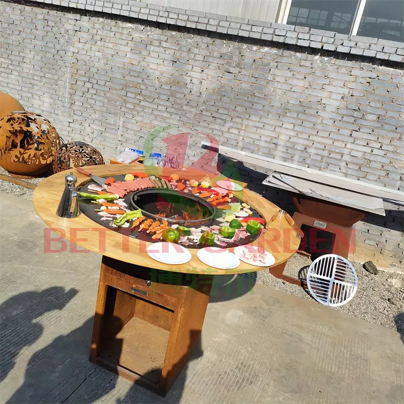 80cm コルテン鋼製ファイヤーピットBBQグリル ポータブ - Outdoor Camping Oven のレビューと価格