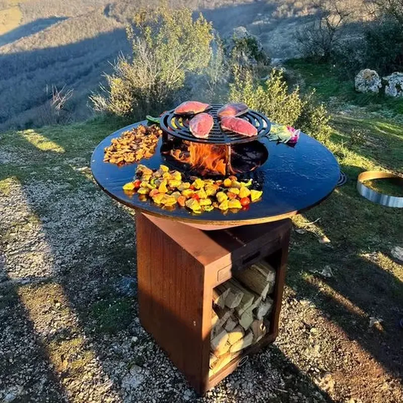 80cm コルテン鋼製ファイヤーピットBBQグリル ポータブ - Outdoor Camping Oven のレビューと価格