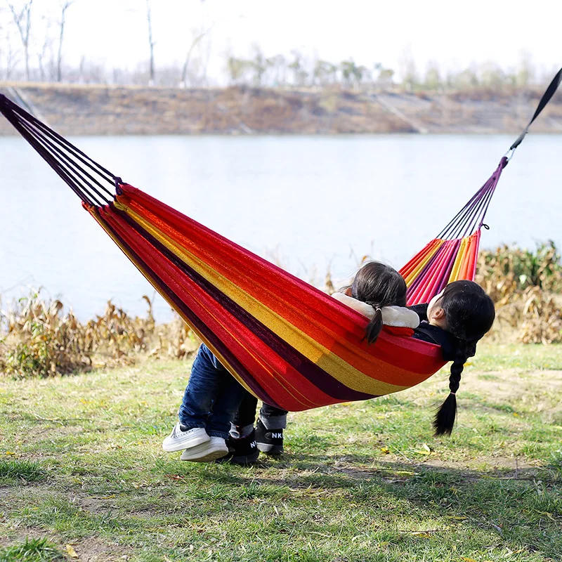キャンバス製木製スティックハンモック屋外キャンプ用吊り下げベ - Outdoor Camping Hammock のレビューと価格