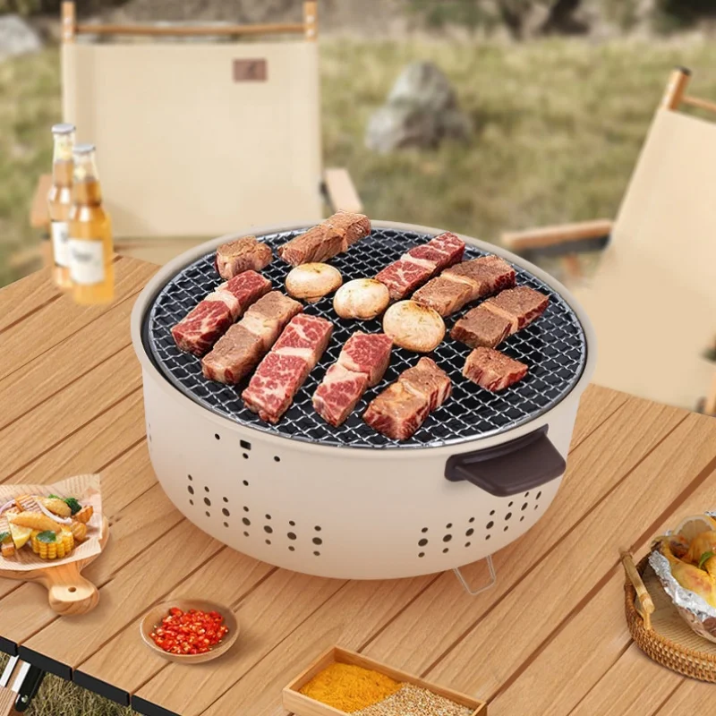 ポータブル丸バーベキューストーブ、取り外し可能なグリルネット - Outdoor Camping Oven のレビューと価格