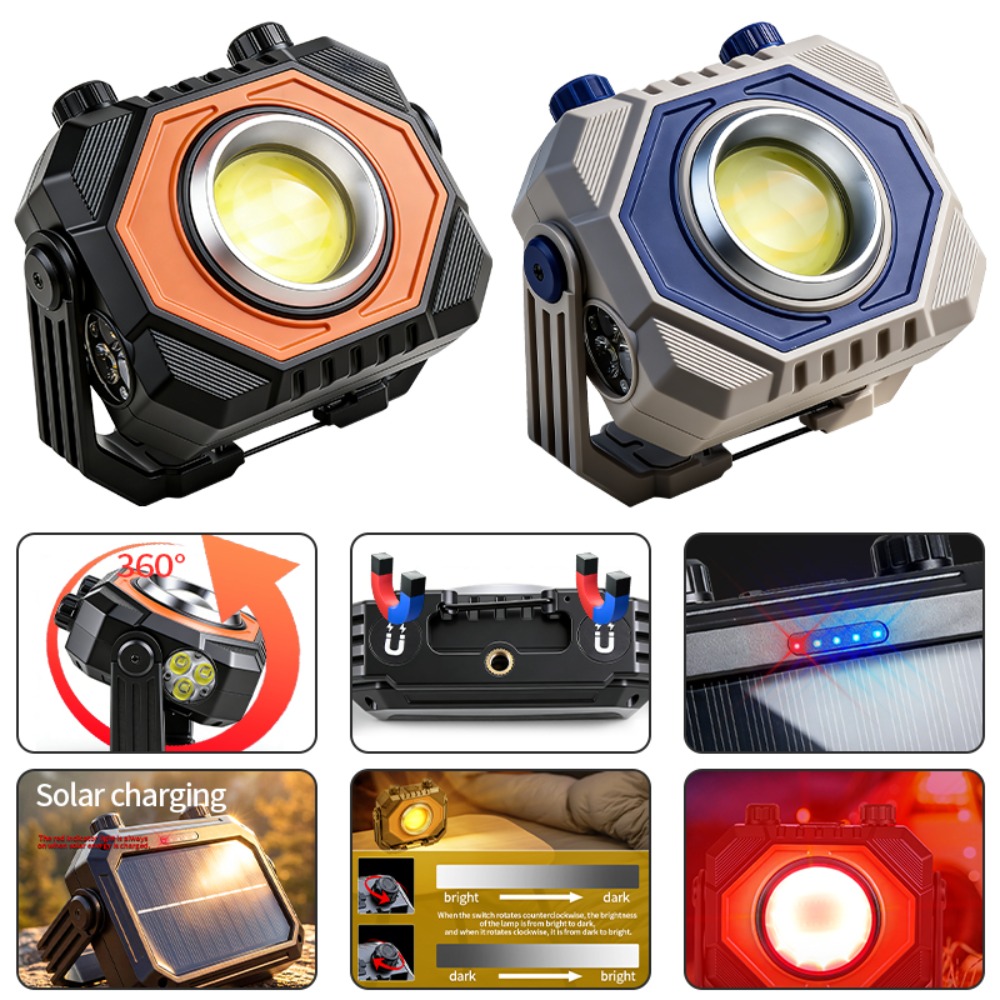 新型多機能COB作業灯 ソーラーUSBデュアル充電式 明るい - Outdoor Camping Lighting のレビューと価格