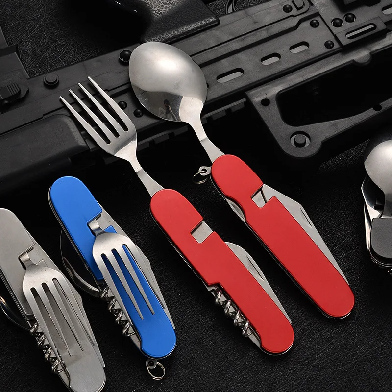 4 in 1 折りたたみ食器取り外し可能なキャンプ用品ステン - Outdoor Camping Utensils のレビューと価格