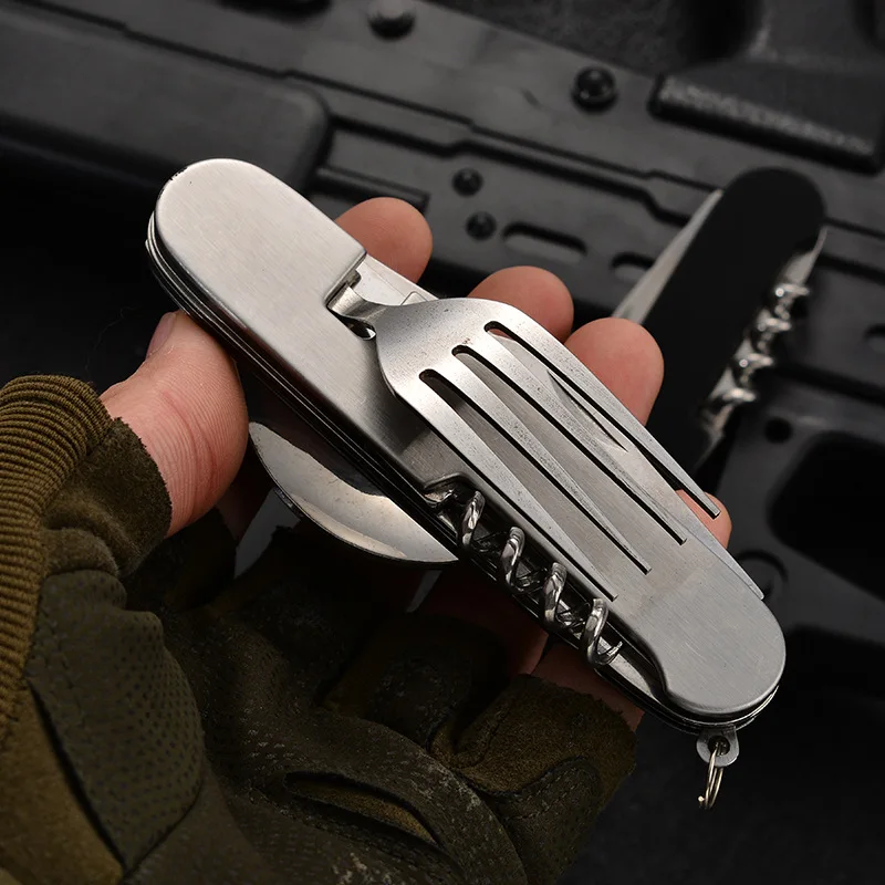 4 in 1 折りたたみ食器取り外し可能なキャンプ用品ステン - Outdoor Camping Utensils のレビューと価格