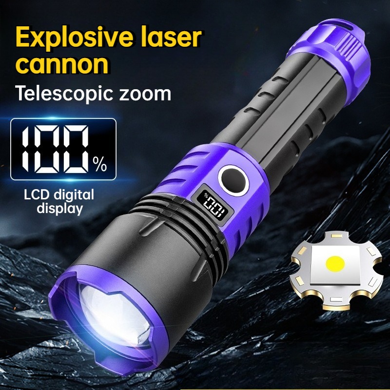 多機能強力ライト LED 懐中電灯 USB 充電ズーム可能デ - Outdoor Camping Lighting のレビューと価格