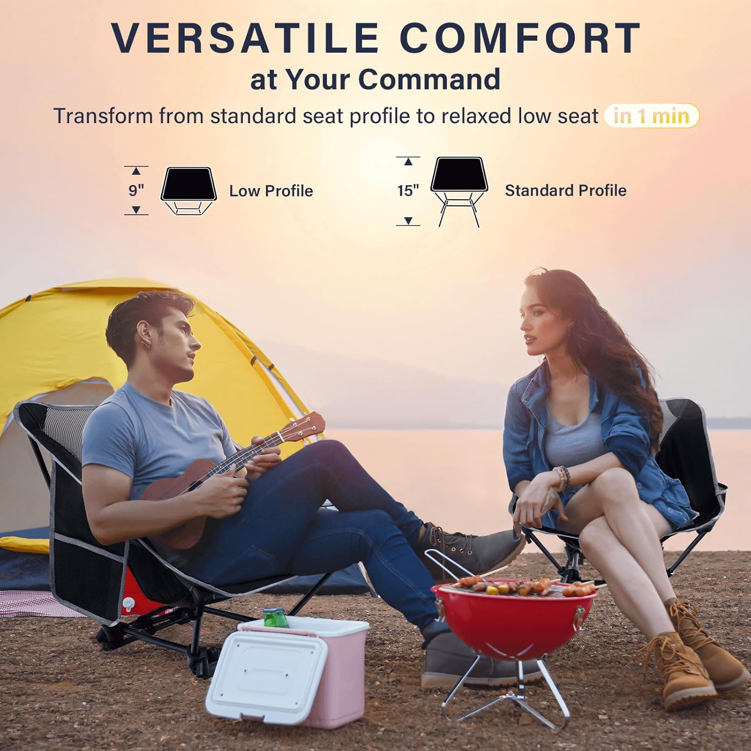 軽量キャンプチェア、大人用キャンプチェア、高さ調節可能なハイ - Outdoor Camping Chairs のレビューと価格