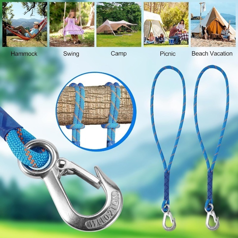 1/2個入り耐摩耗性メタルフックナイロンロープ - 59.0 - Outdoor Camping Hammock のレビューと価格