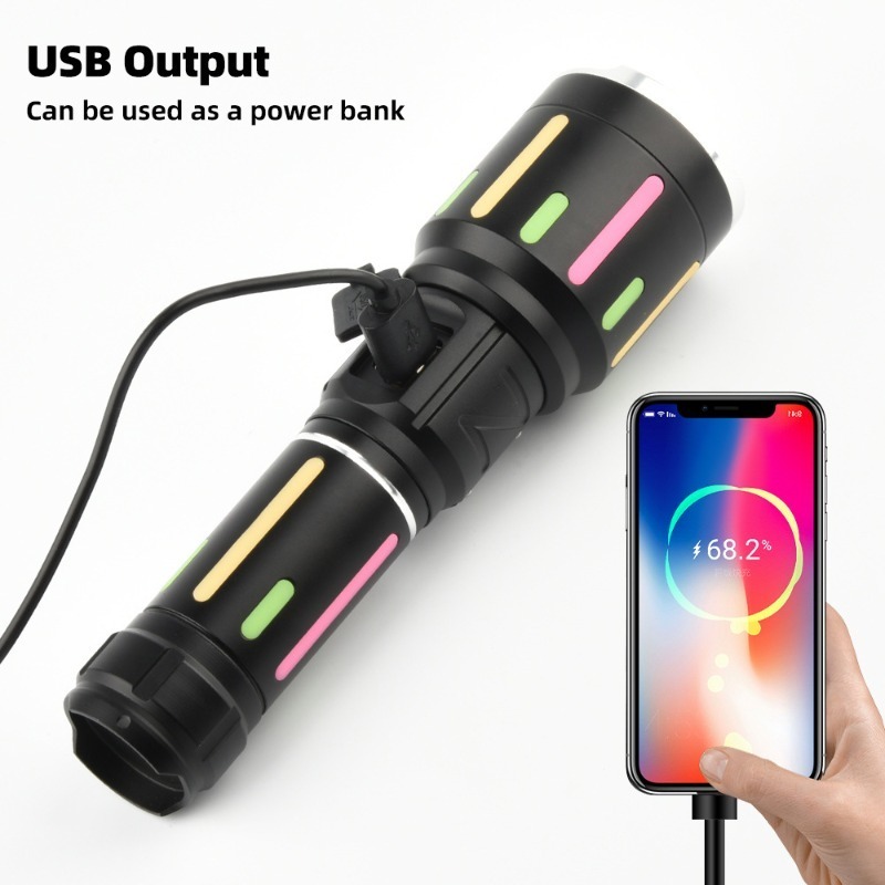 ハイパワー白色光蛍光懐中電灯充電式ズーム可能長距離懐中電灯屋 - Outdoor Camping Lighting のレビューと価格