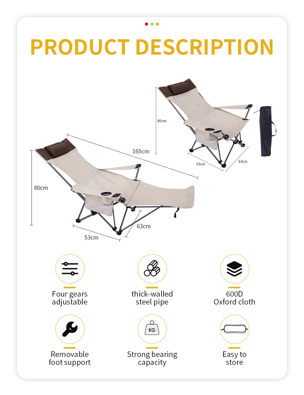 ポータブル折りたたみリクライニングチェア 軽量調節可能チェア - Outdoor Camping Chairs のレビューと価格