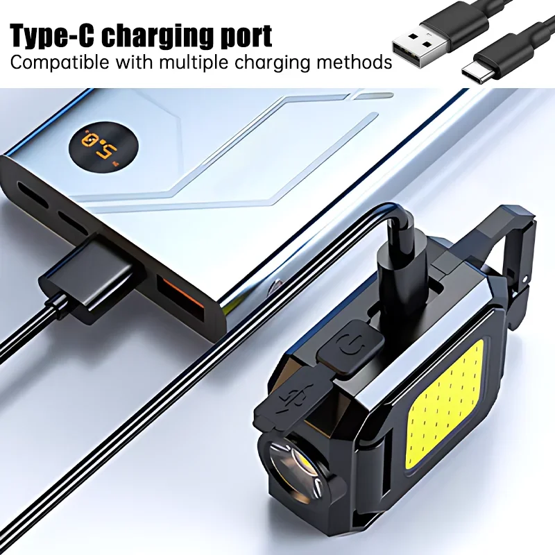 ミニ懐中電灯キーホルダーライト COB ワークライト USB - Outdoor Camping Lighting のレビューと価格