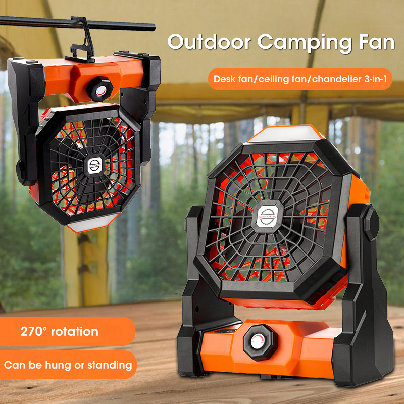 10000mAh キャンプファン LED ランタン付きポータ - Outdoor Camping Ventilator のレビューと価格