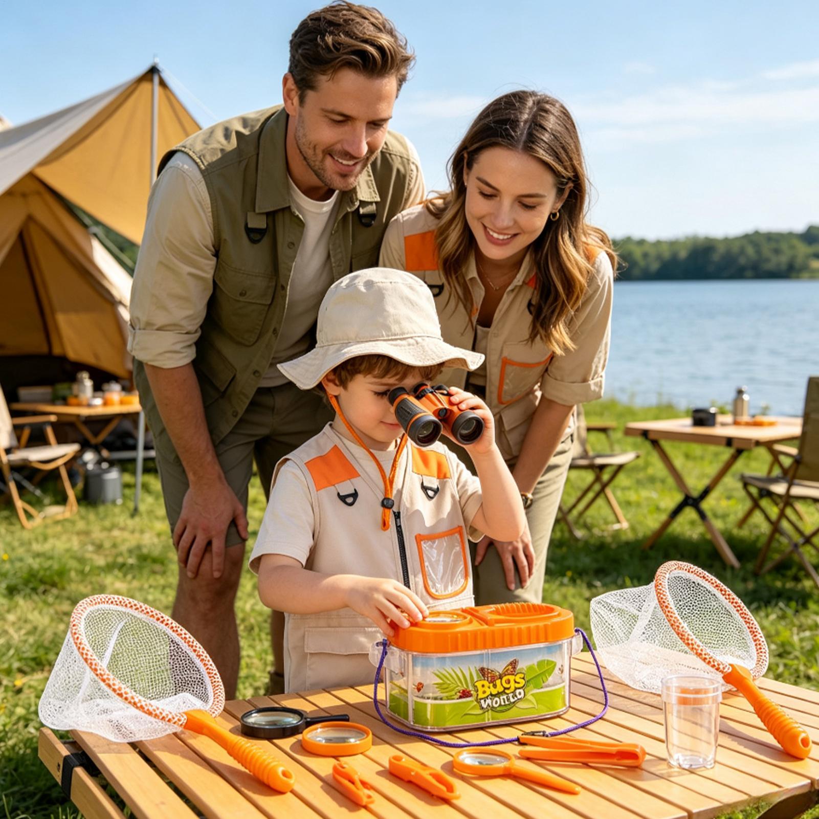 子供用アドベンチャーキット 虫眼鏡付き帽子 軽量科学キット  - Outdoor Camping Activities For Kids のレビューと価格