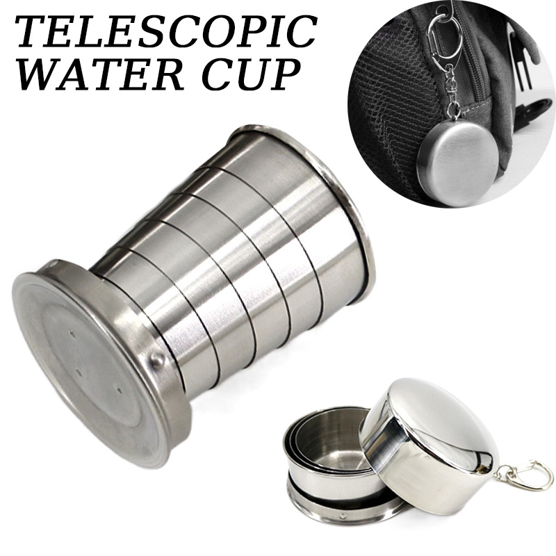 ポータブルステンレス鋼折りたたみカップ伸縮マグカップ茶キャン - Outdoor Camping Utensils のレビューと価格