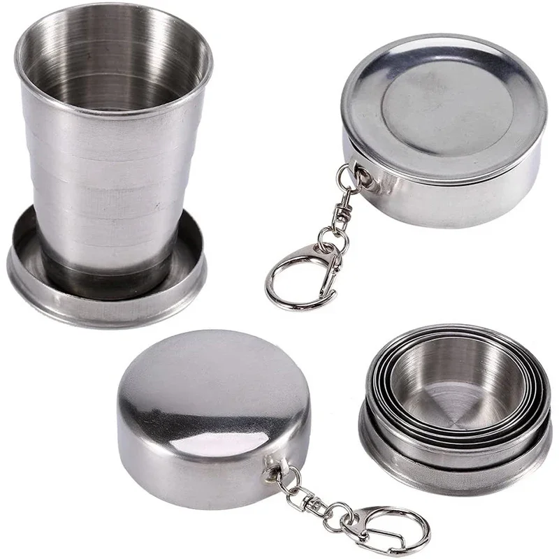 ポータブルステンレス鋼折りたたみカップ伸縮マグカップ茶キャン - Outdoor Camping Utensils のレビューと価格