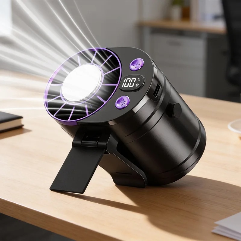 充電式ポータブルウエストファン、アイス冷却機能付き、3段階風 - Outdoor Camping Ventilator のレビューと価格