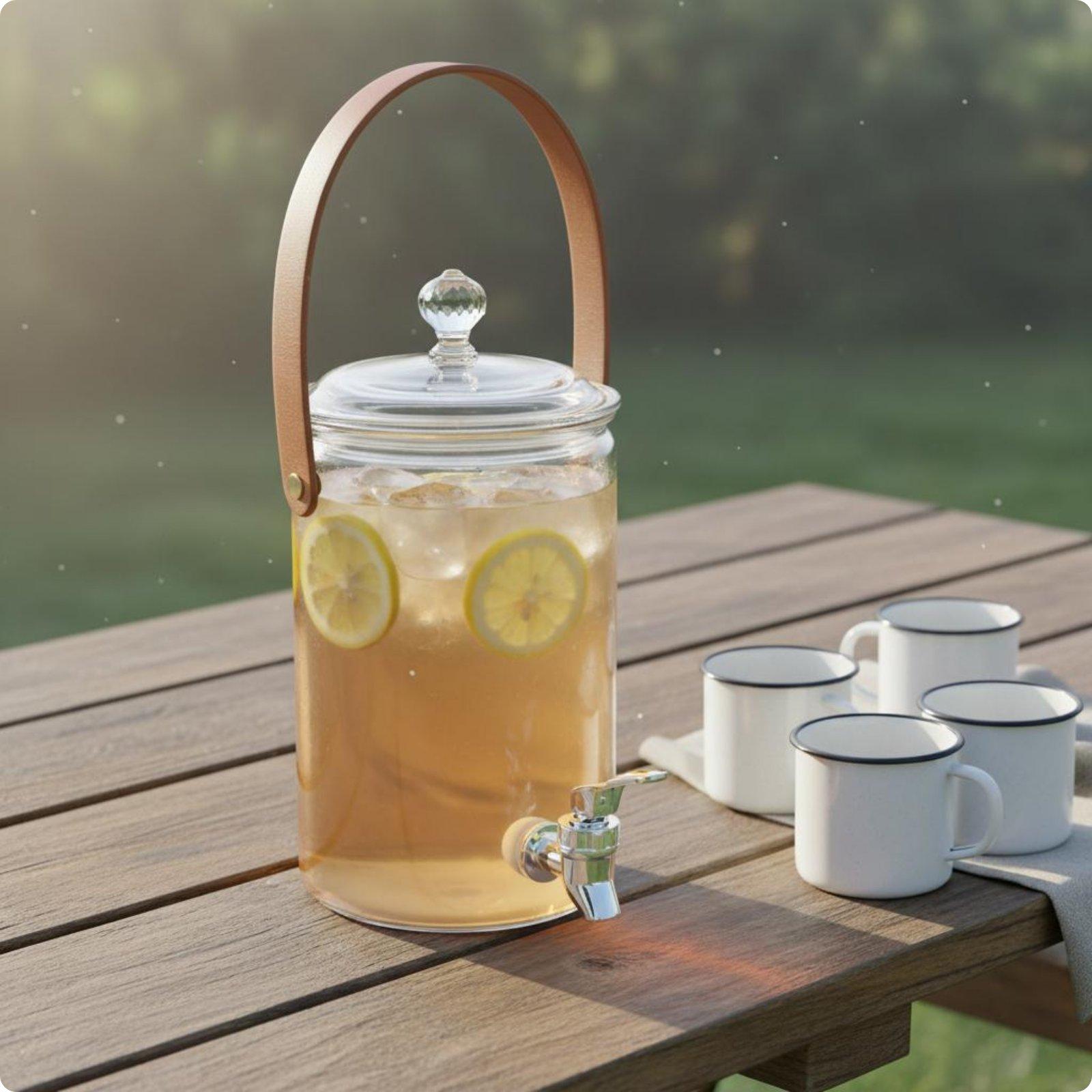 安全な蓋付き飲料ディスペンサー、家族のパーティー、屋外キャン - Outdoor Camping Water Jug のレビューと価格