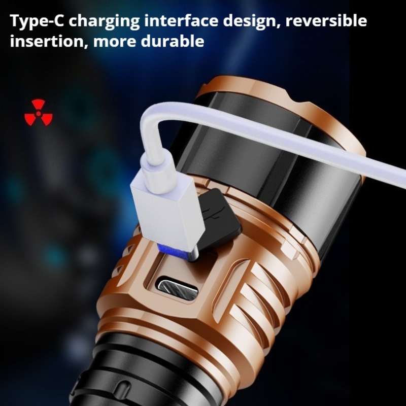 強力な光ハイパワー LED 懐中電灯タイプ C 充電防水アル - Outdoor Camping Lighting のレビューと価格
