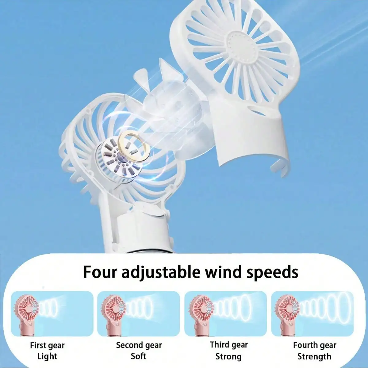 ポータブルミストファン - ハンドヘルドミニ充電式、4段階風 - Outdoor Camping Ventilator のレビューと価格