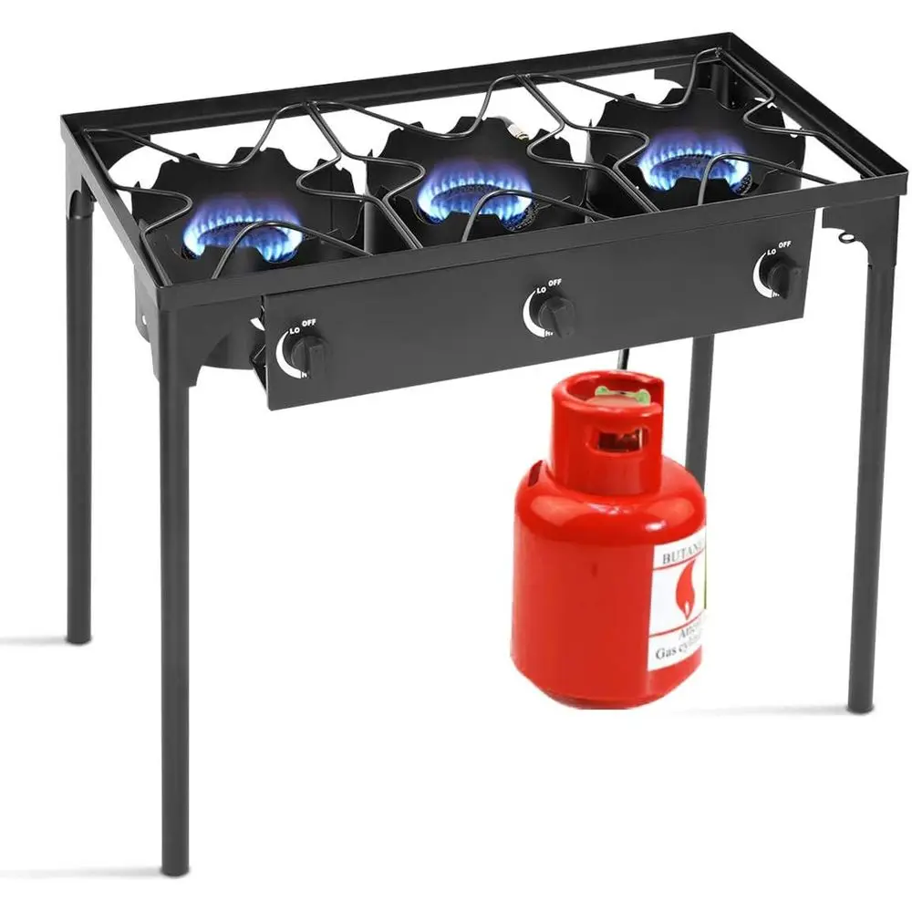 ポータブル3バーナー式プロパンガスコンロ（取り外し可能な脚付 - Outdoor Camping Gas Stove のレビューと価格