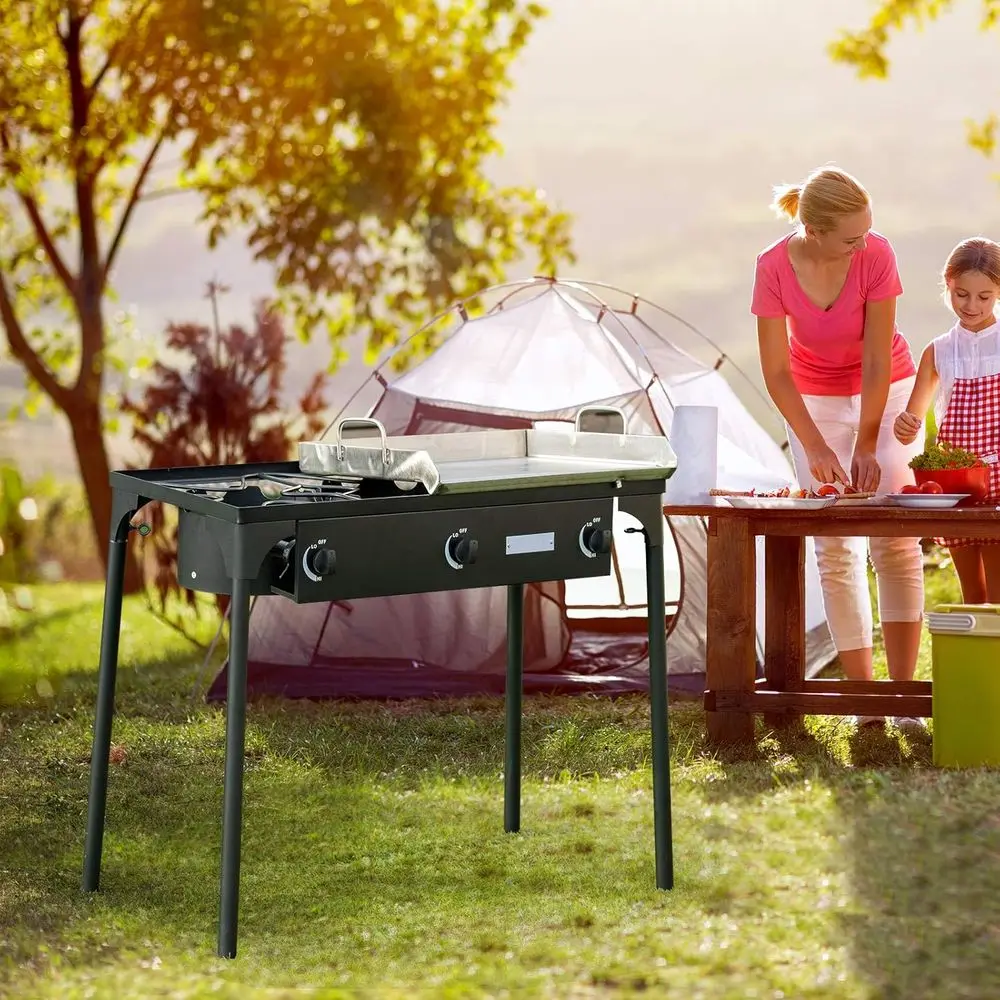 ポータブル3バーナー式プロパンガスコンロ（取り外し可能な脚付 - Outdoor Camping Gas Stove のレビューと価格