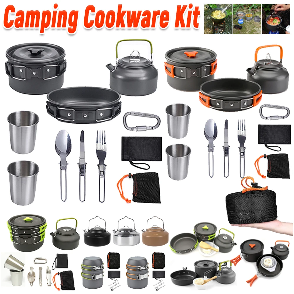 キャンプ調理器具キット ケトル ポット パン クックセット  - Outdoor Camping Utensils のレビューと価格