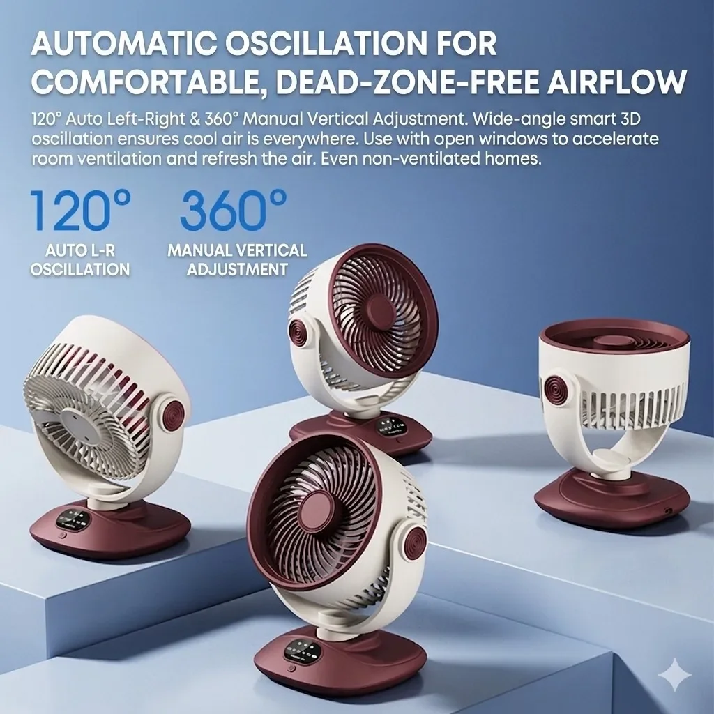 デスクトップファン充電式ターボエアサーキュレーター 3 速度 - Outdoor Camping Ventilator のレビューと価格